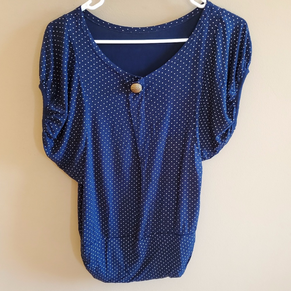 🐸 Vintage Dark Blue unique button top sz M